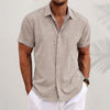 Men's Solid Color Loose Linen Short-sleeved T-shirt