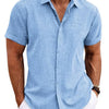 Men's Solid Color Loose Linen Short-sleeved T-shirt