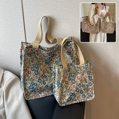 Flowers Canvas Handbag Fashion Large Capacity Shoulder Bags For Women