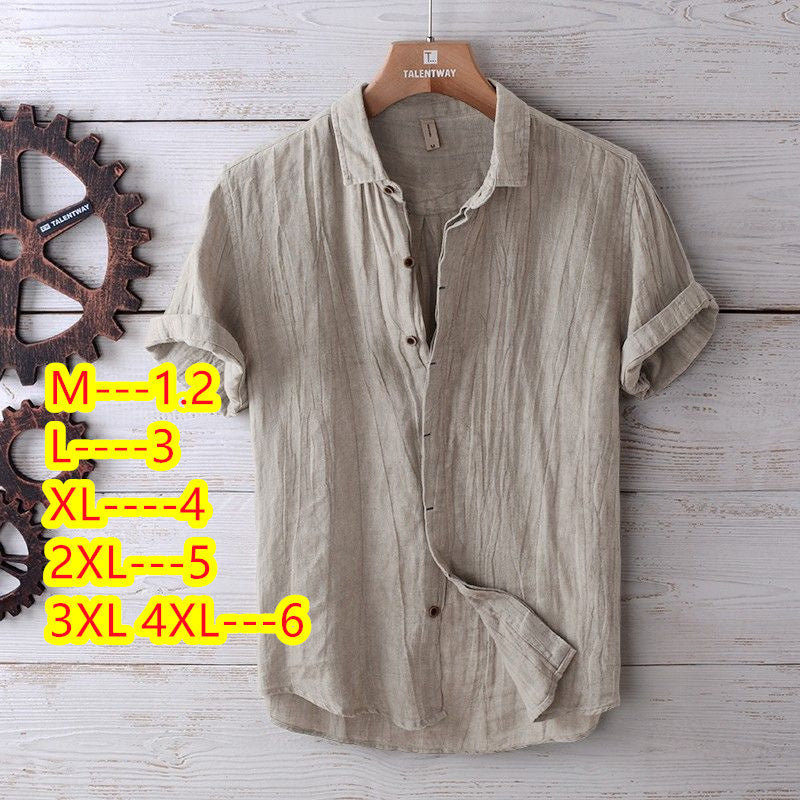 Men's Fashion Solid Color Retro Distressed Linen Shirt