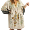 Women's Floral Printed 34 Sleeves V-neck Dress