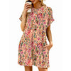 Loose Round Neck Short Sleeve Printed Dress