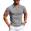 Polo Shirt Lapel V-neck Vertical Striped Short Sleeve Men's T-shirt