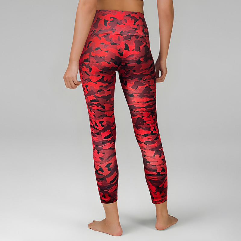 Lover Red Camouflage Print Yoga Pants Ladies