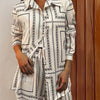 Ethnic Geometric Long Sleeve Shirt Trousers Suit