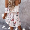 Spaghetti-strap Floral Print Elastic Waist New Loose Dress