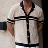 Men's Lapel Short Sleeve Color Matching Casual Shirt