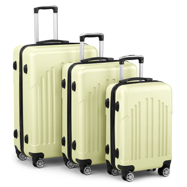 Curved Vertical Pattern Three In One ABS&PC Luggage