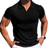 Polo Shirt Lapel V-neck Vertical Striped Short Sleeve Men's T-shirt