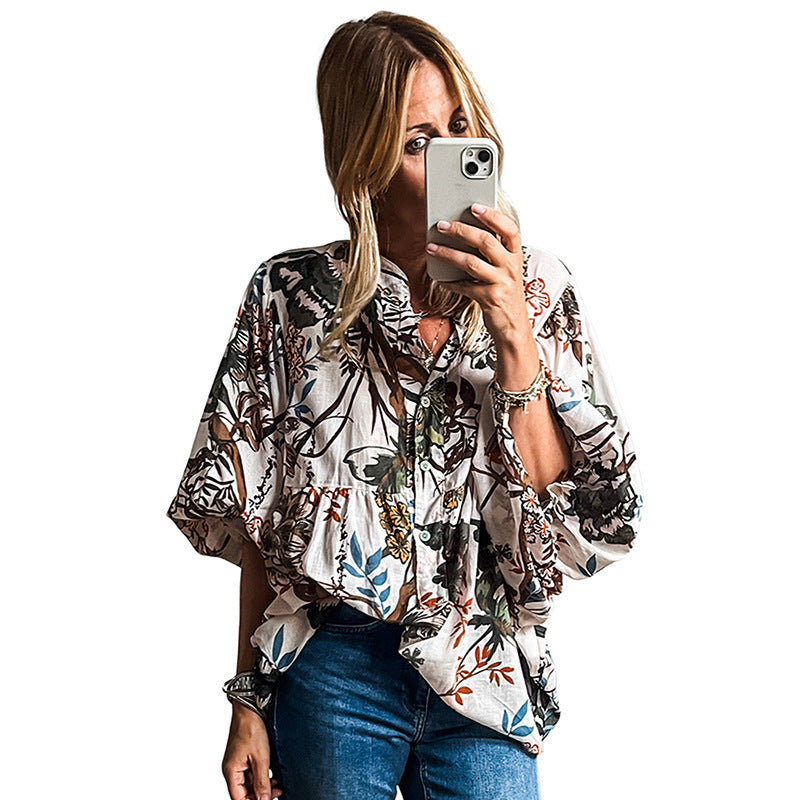 All-match Floral Print Shirt For Women