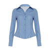 Striped Lapel Shirt European And American Fashion Women's Slim Top