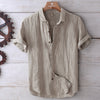 Men's Fashion Solid Color Retro Distressed Linen Shirt