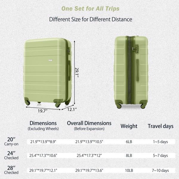 Luggage Set New Expandable ABS Hard Shell 3 Pieces