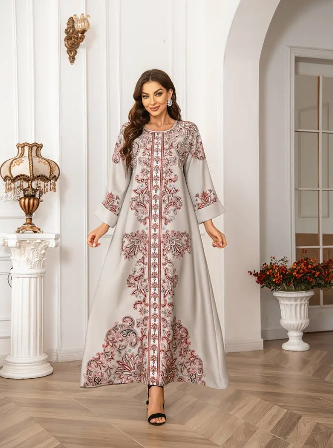 Arab Style Women's Long Robe Printed Dress