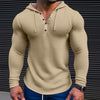 Men's Pullover Casual Long Sleeve T-shirt Waffler Slim Tops Sweat-shirt Solid Color Comfortable Mens Outdoor Streetwear S-3XL