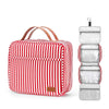 Dry Wet Separation Large Capacity Striped Canvas Travel Toiletry Bag