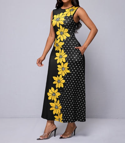 Ladies' Floral Print Off Shoulder Fashionable Dress