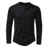 Mens Clothing Long Sleeve T-shirt Fashion Button Henry Collar Tops