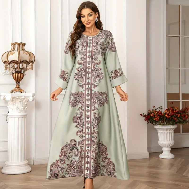 Arab Style Women's Long Robe Printed Dress