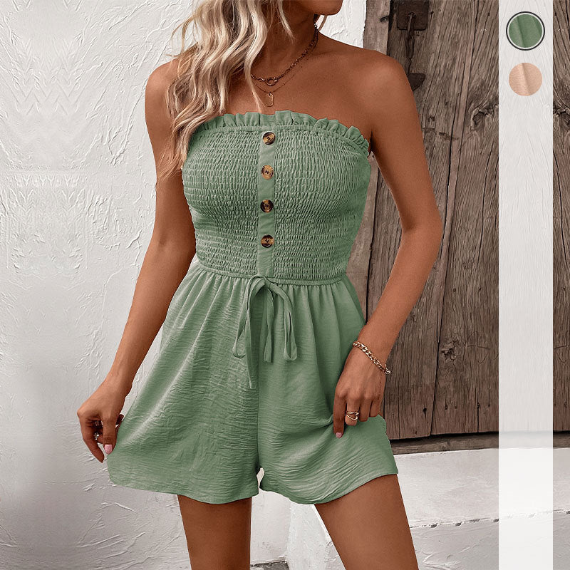 Jumpsuit Women's Pure Color Tube-top One-piece Shorts