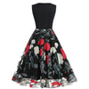 European And American V-neck Sleeveless Mesh Peony Patchwork Retro Dress